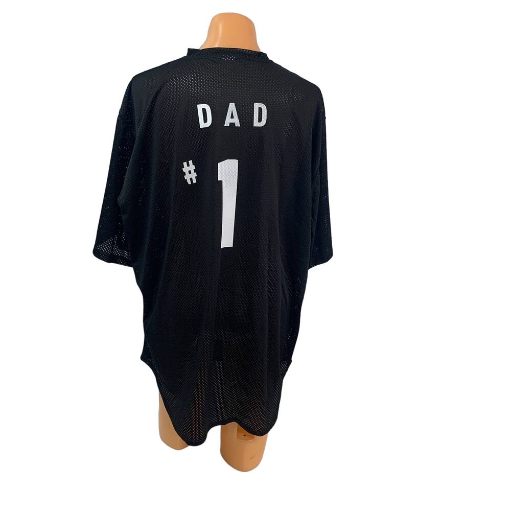 New Hand Printed #1 Dad 3XL Short Sleeve Mesh 1/4 ButtonUp Baseball Jersey Shirt